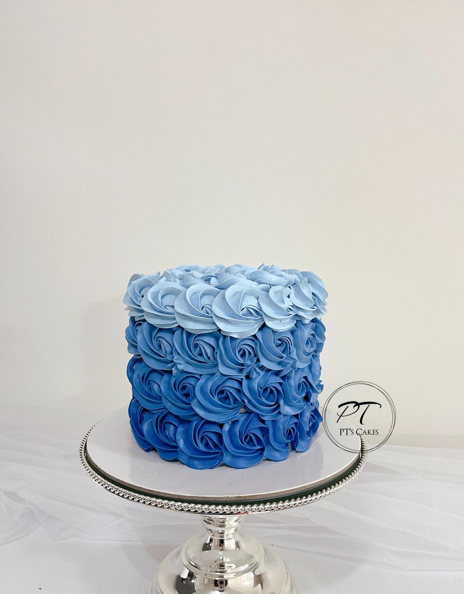 DEZICAKES Fake Cake Two Tier Blue Ombre Rosette Cake Prop - Etsy Finland